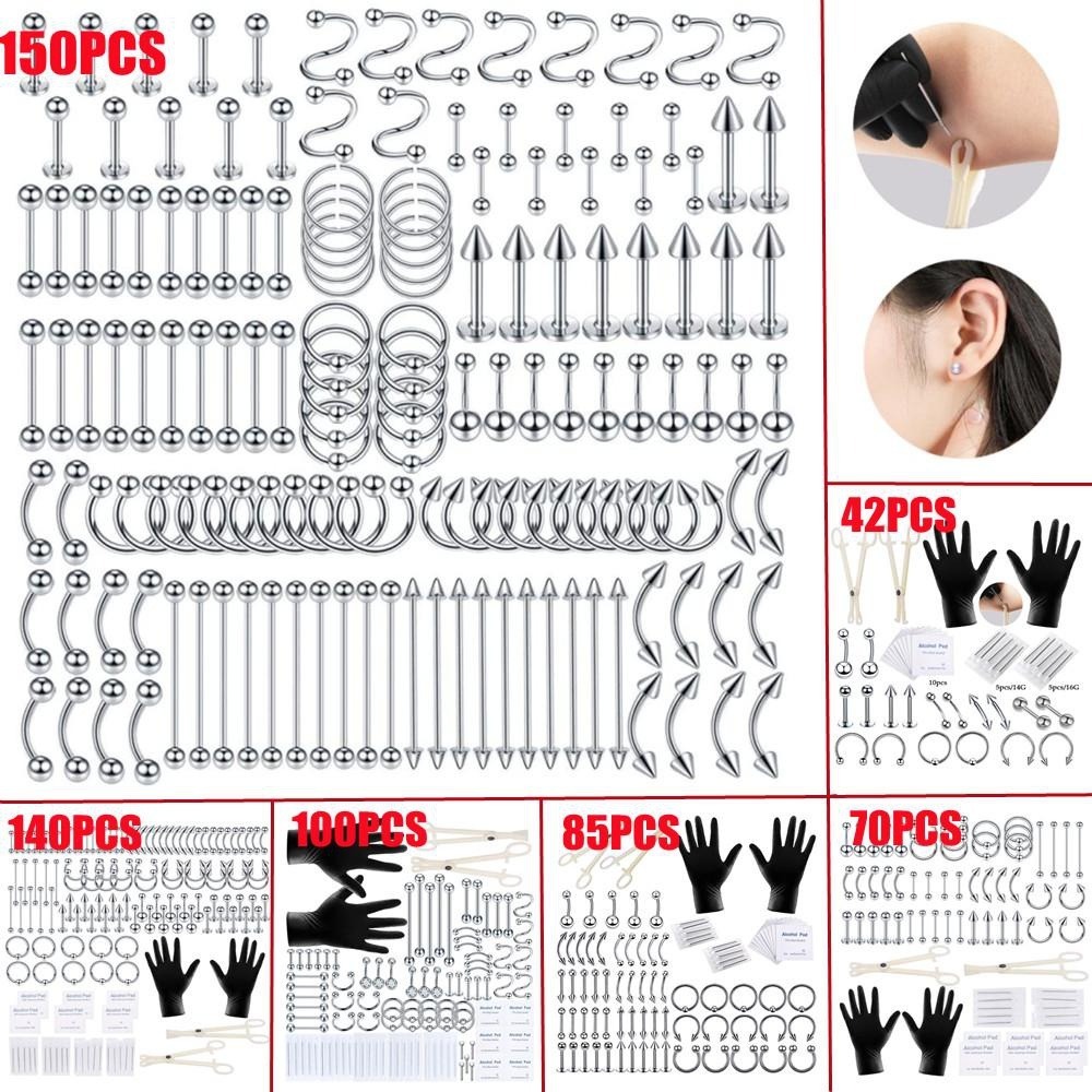 Body Jewelry Kit - 150/140/85/70/42Pcs Body Piercing Kit Jewelry Tool