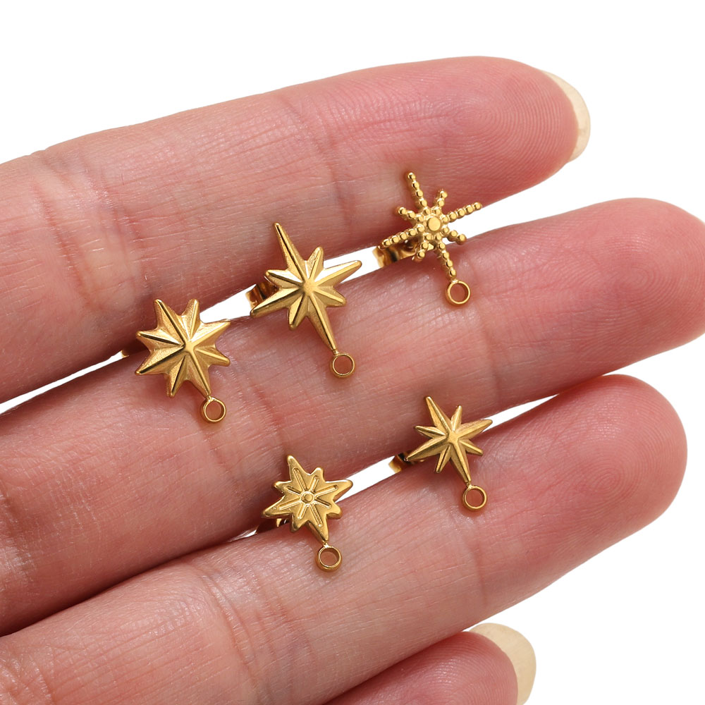 Body Jewelry Kit - 6pcs Stainless Steel Star Earrings Studs
