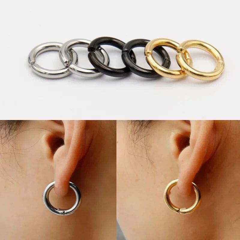 Body Jewelry Earrings - 2/6Pcs Fake Huggie Hoop Earrings for