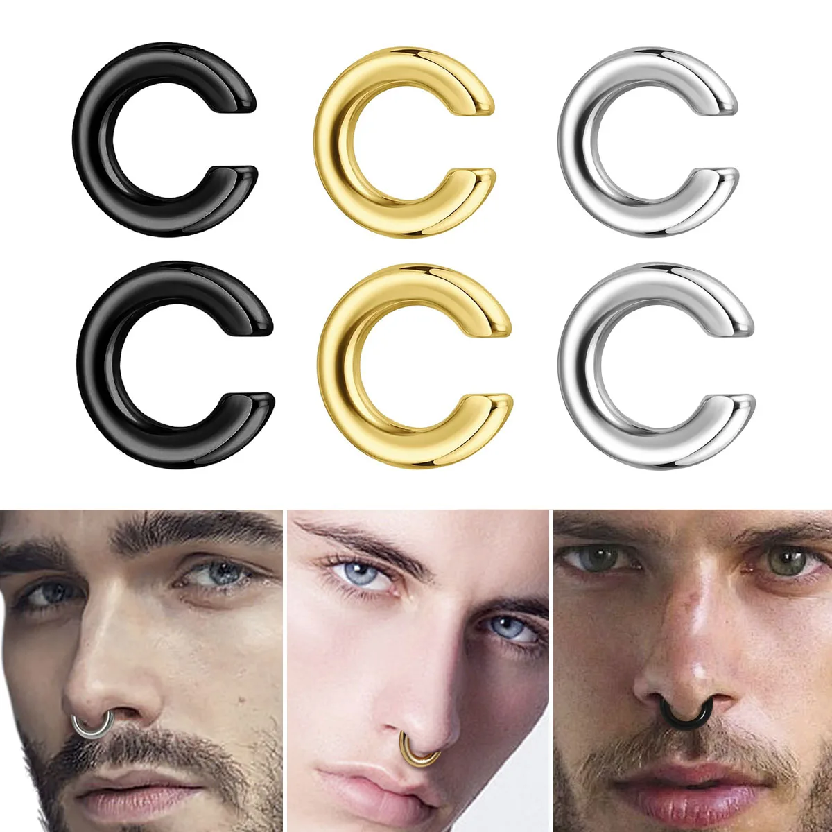 Body Jewelry Earrings - 1pc Exaggerated C-Shaped Non-Piercing Nose Ring