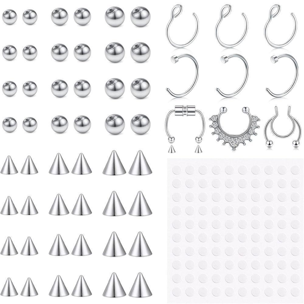 Body Jewelry Replacement Ball - 1-157Pcs Set Fake Eyebrow Ring Fake