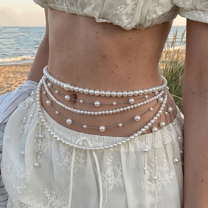 Body Jewelry High End - Luxurious Multi-Layer Pearl Tassel Waist Chain