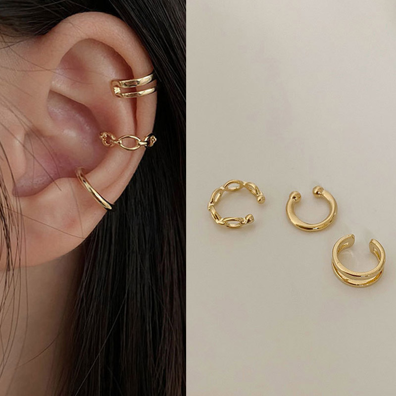 Body Jewelry Kit - 3PCS Gold Silver Color Clip Earrings