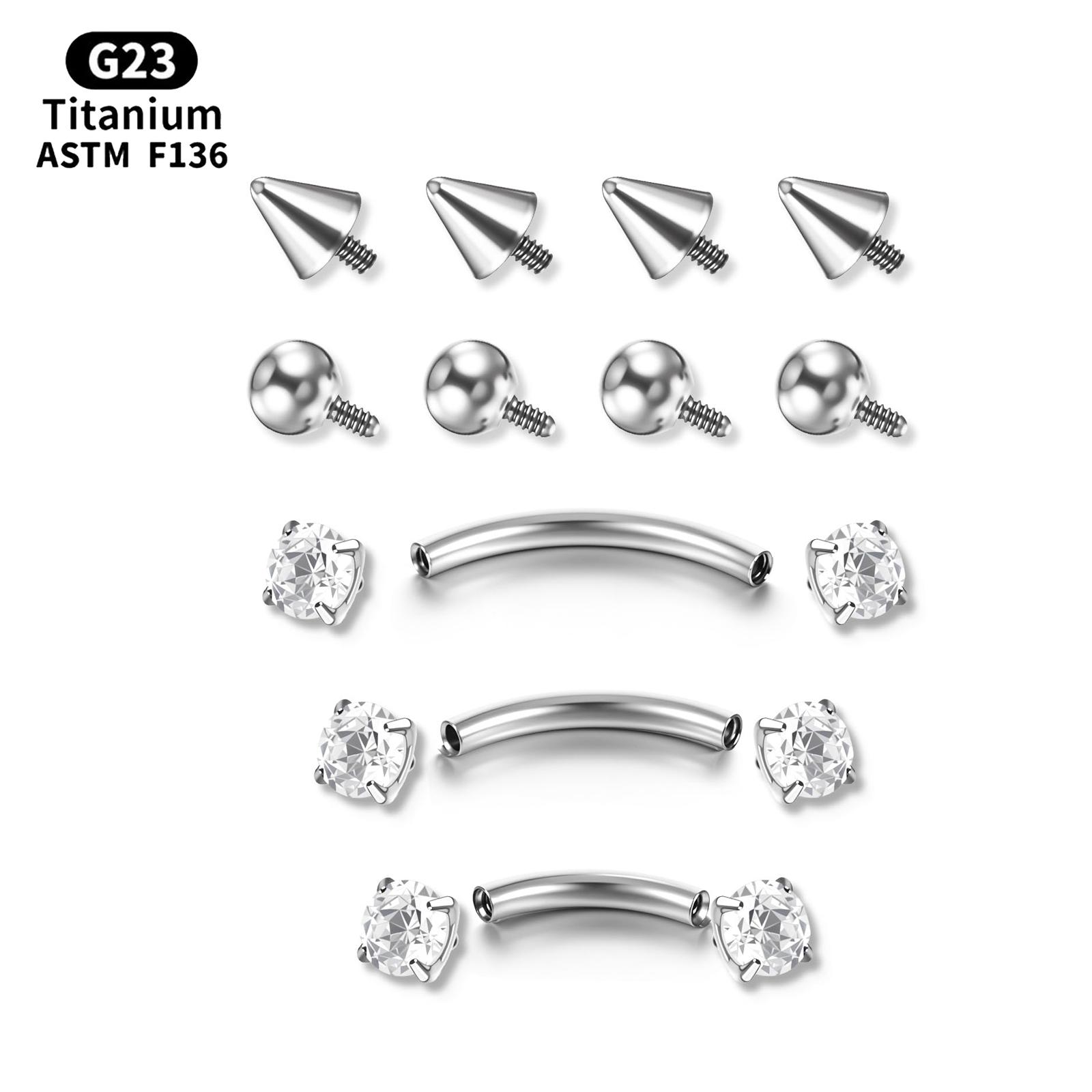17Pcs/Set Titanium Internal Th - Body Jewelry Vertical Labret review and price