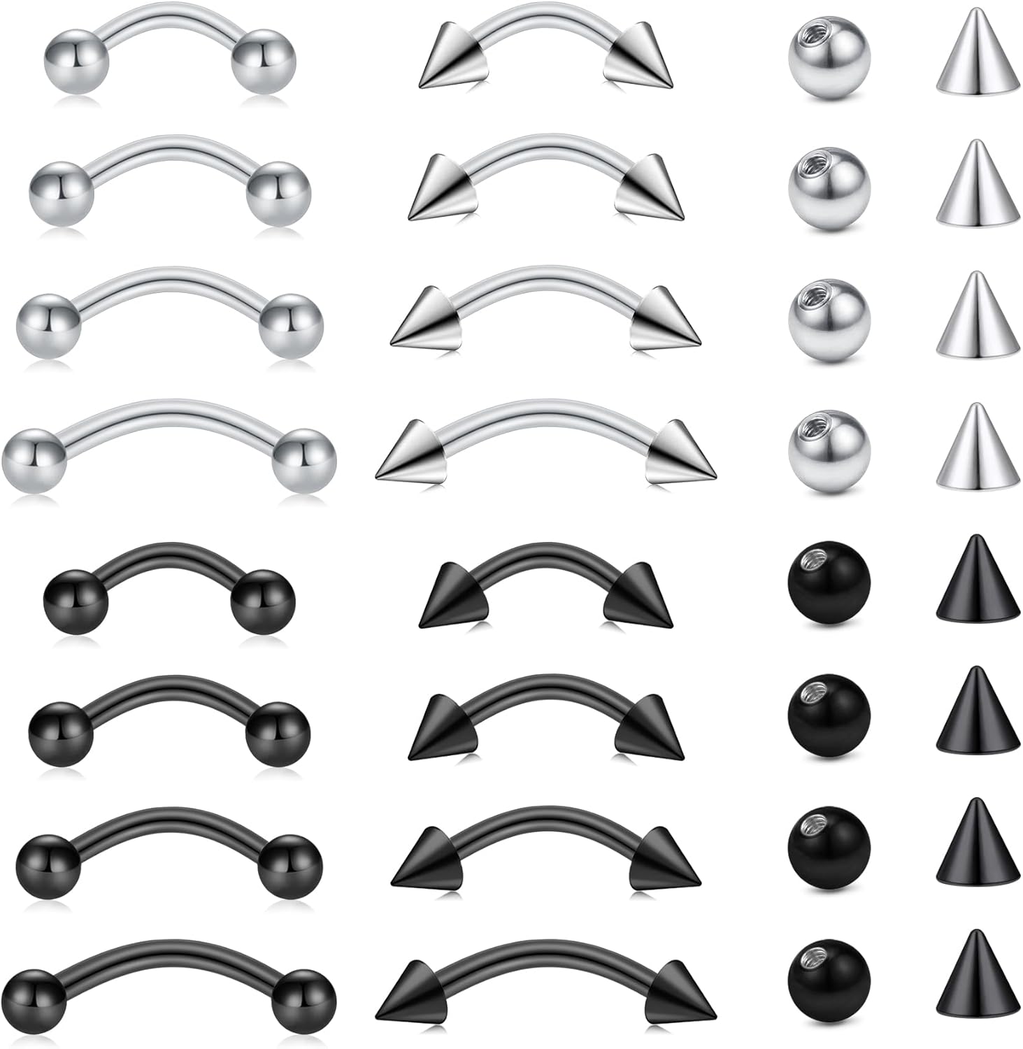 32pc/set Surgical Steel Curved - Body Jewelry Vertical Labret review and price