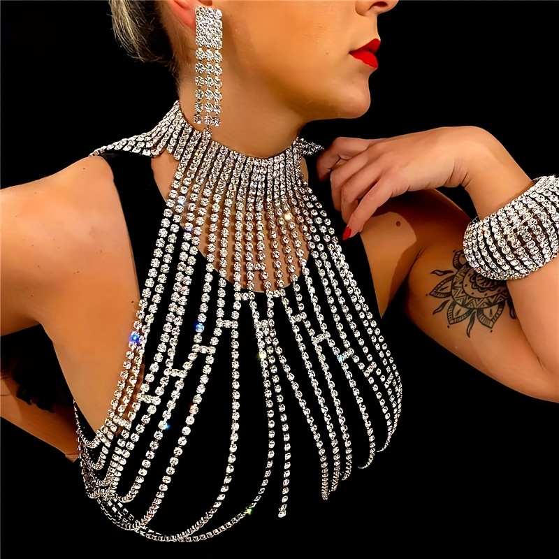 Luxury crystal chest chain, re - Body Jewelry High End review and price