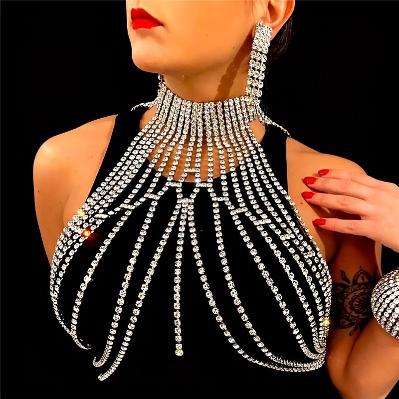Luxury crystal chest chain, re - Body Jewelry High End review and price