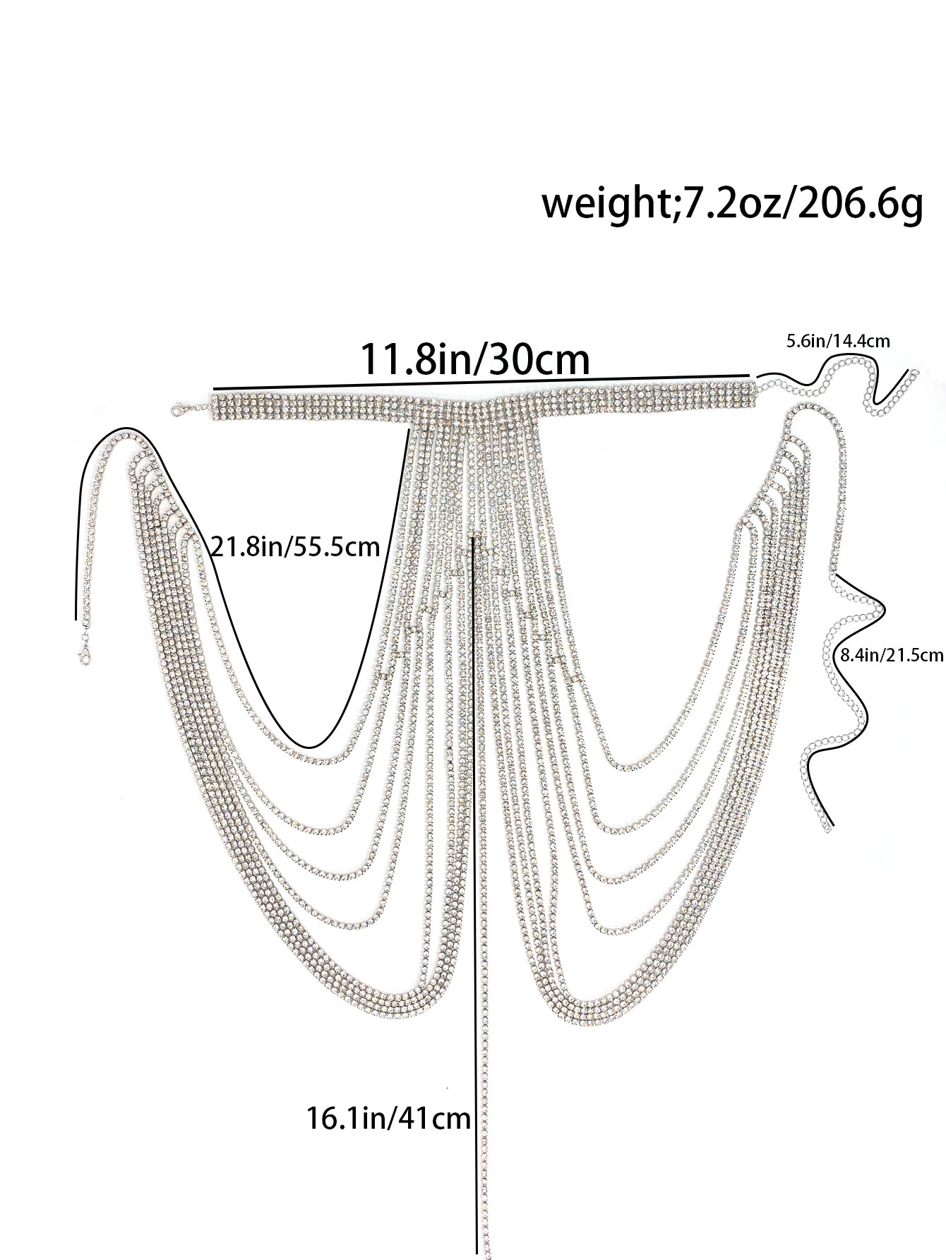 Luxury crystal chest chain, re - Body Jewelry High End review and price