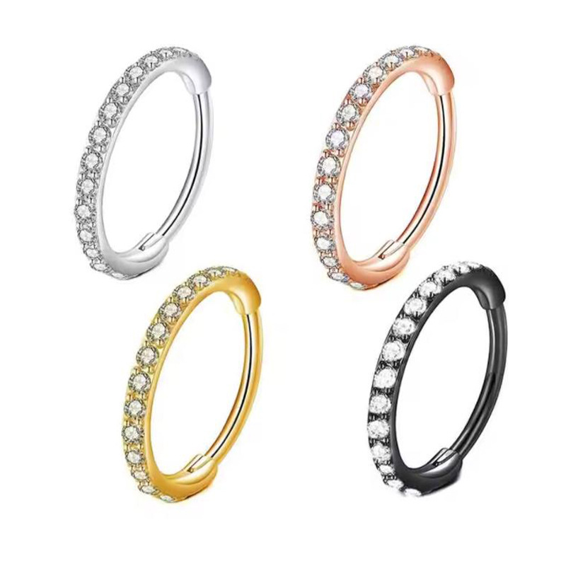 16G Clear CZ Nose Ring Hoop 31 - Body Jewelry Earrings review and price