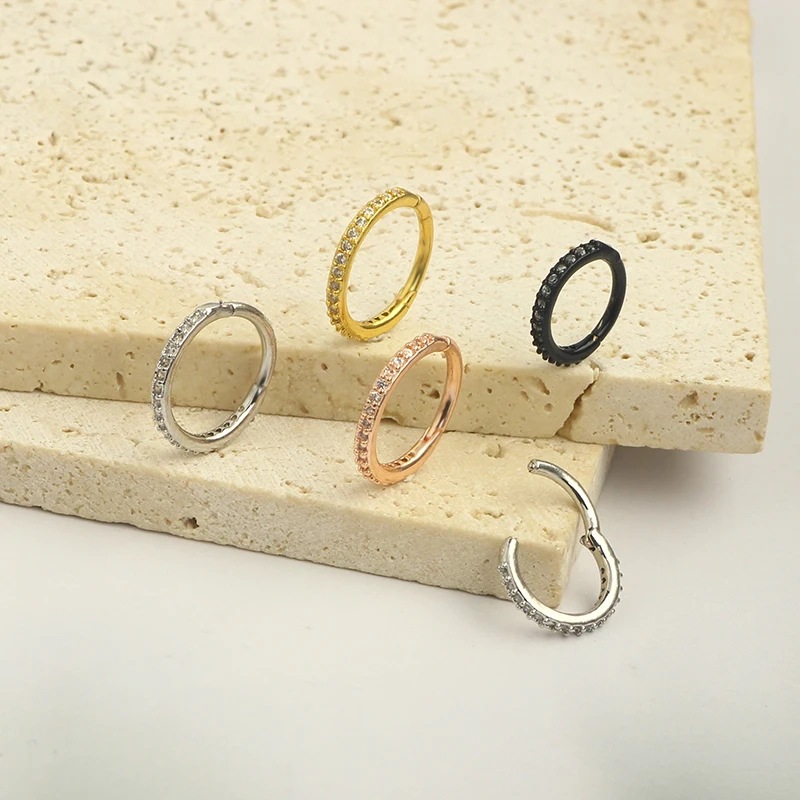 16G Clear CZ Nose Ring Hoop 31 - Body Jewelry Earrings review and price