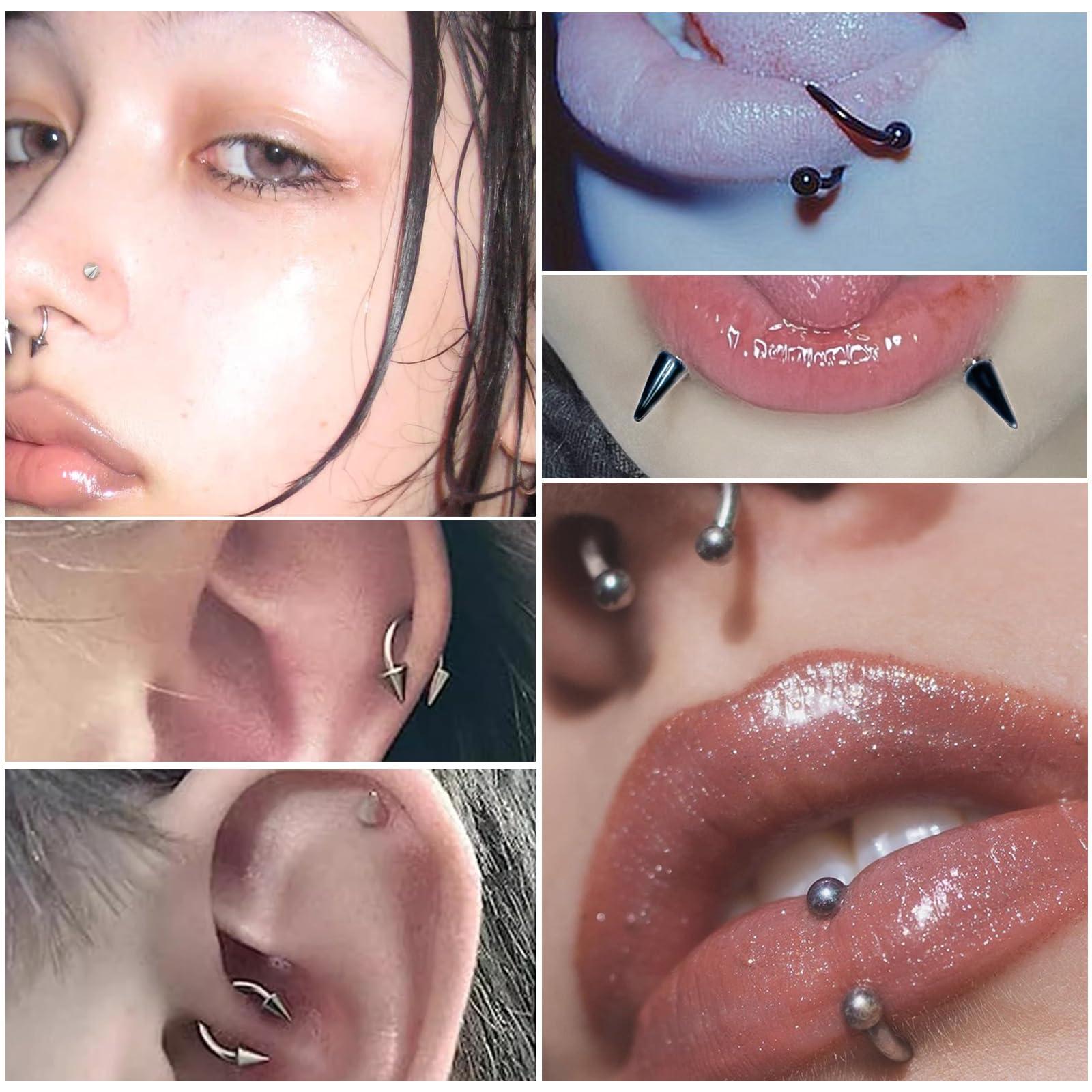 34pcs/Set 16G Snake Bite Pierc - Body Jewelry Vertical Labret review and price
