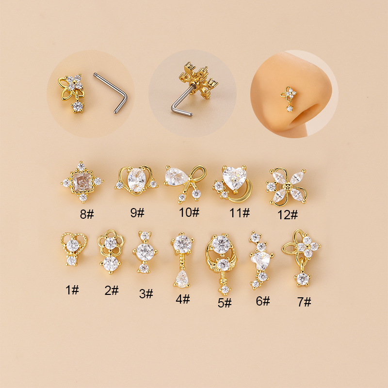 20G L-Shaped Cubic Zircon Nose - Body Jewelry Earrings review and price
