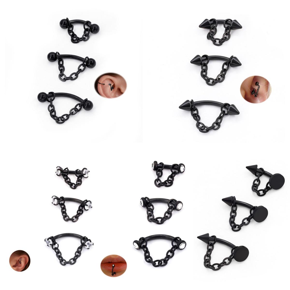 3pcs Stainless Steel 16G Chain - Body Jewelry Vertical Labret review and price