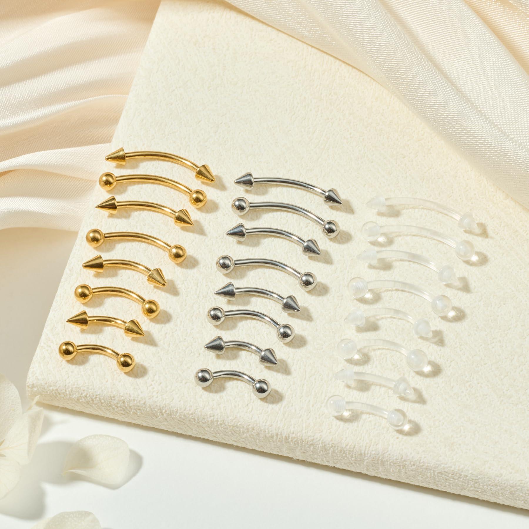 24pcs 16G Stainless Steel Curv - Body Jewelry Vertical Labret review and price