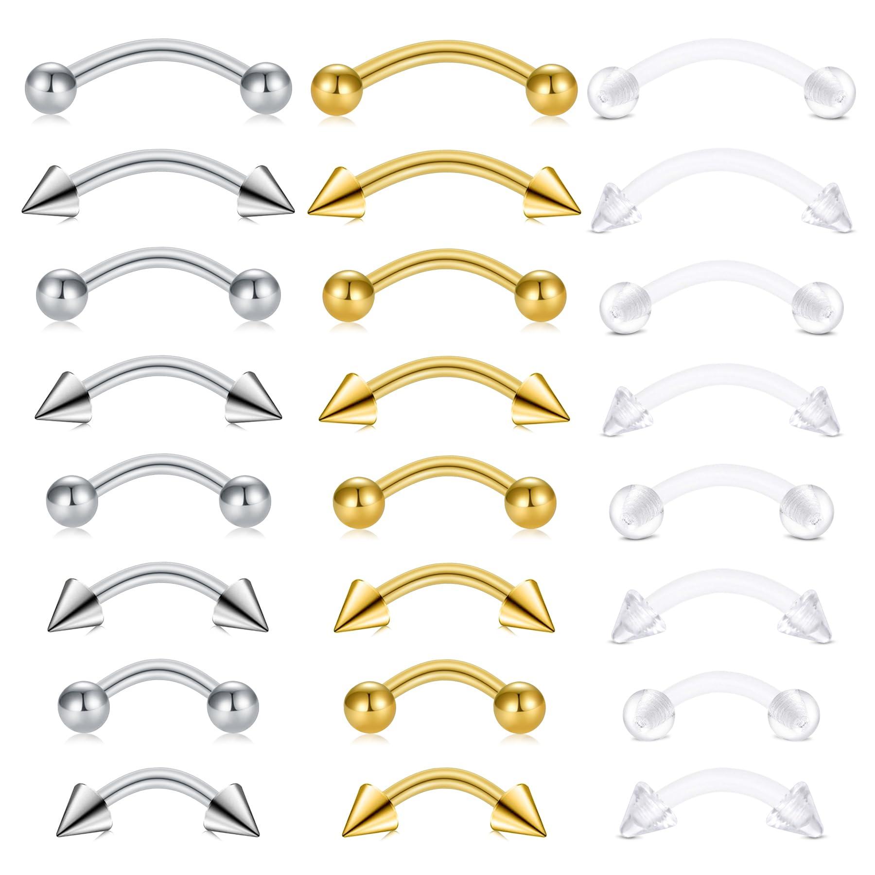 24pcs 16G Stainless Steel Curv - Body Jewelry Vertical Labret review and price