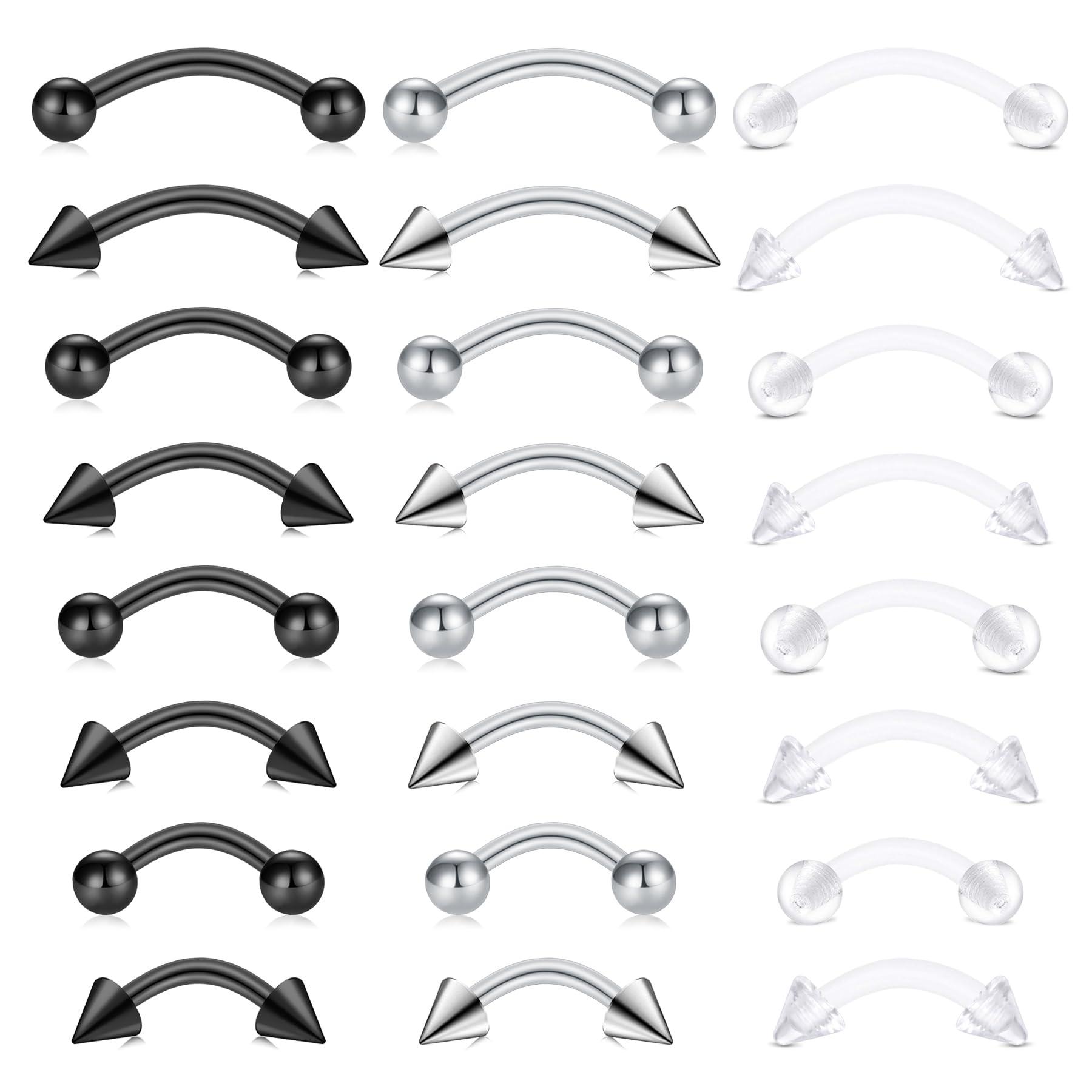 24pcs 16G Stainless Steel Curv - Body Jewelry Vertical Labret review and price