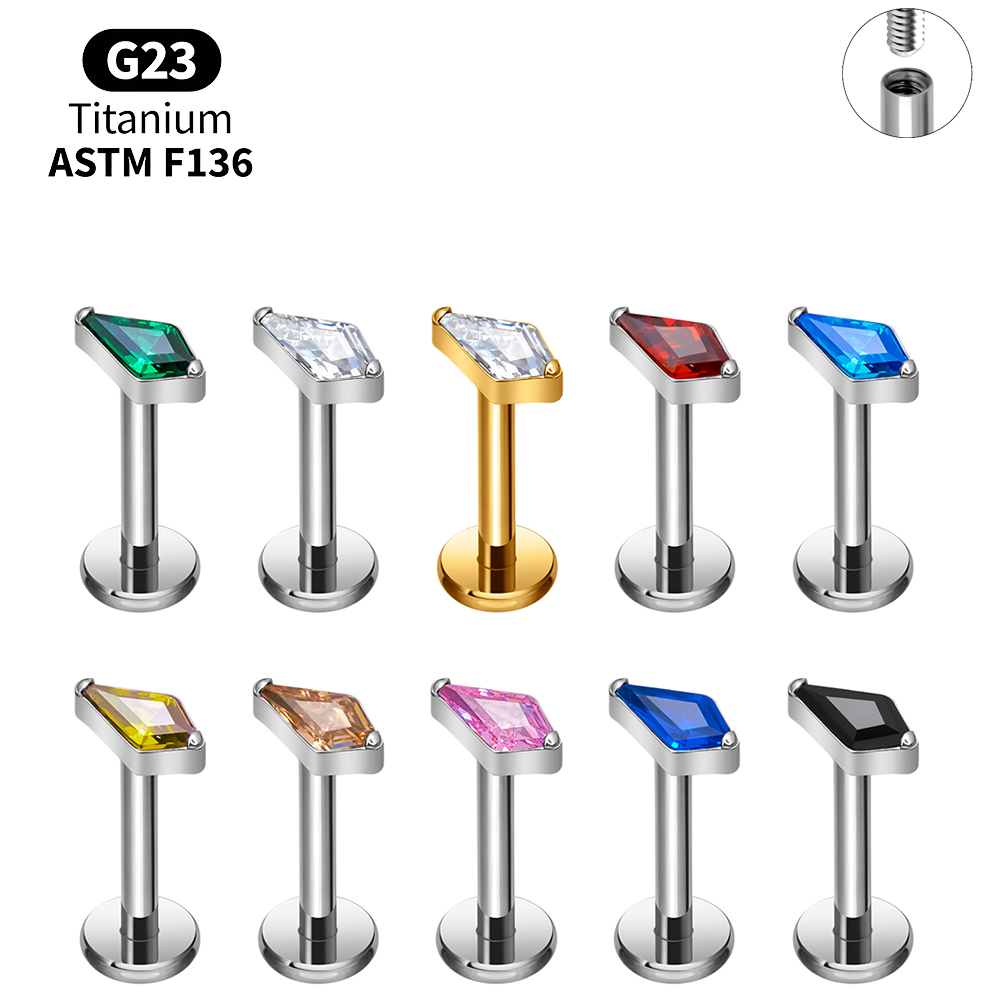 Titanium Kite CZ Internal Thre - Body Jewelry Vertical Labret review and price