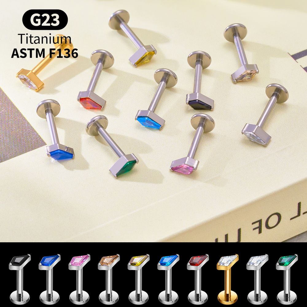Titanium Kite CZ Internal Thre - Body Jewelry Vertical Labret review and price