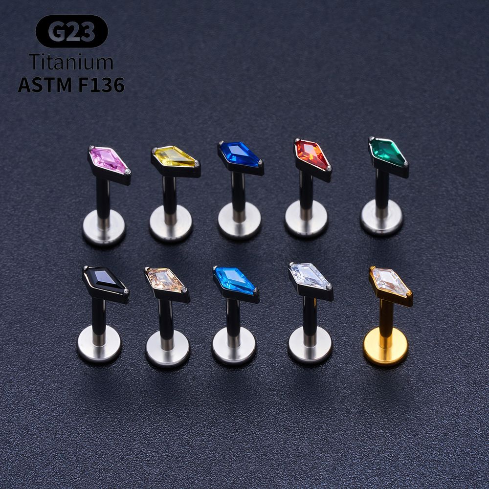 Titanium Kite CZ Internal Thre - Body Jewelry Vertical Labret review and price