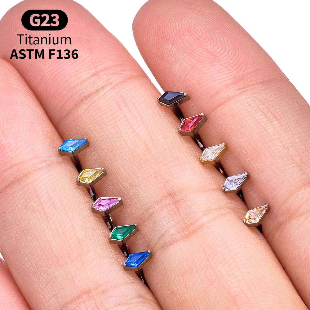Titanium Kite CZ Internal Thre - Body Jewelry Vertical Labret review and price