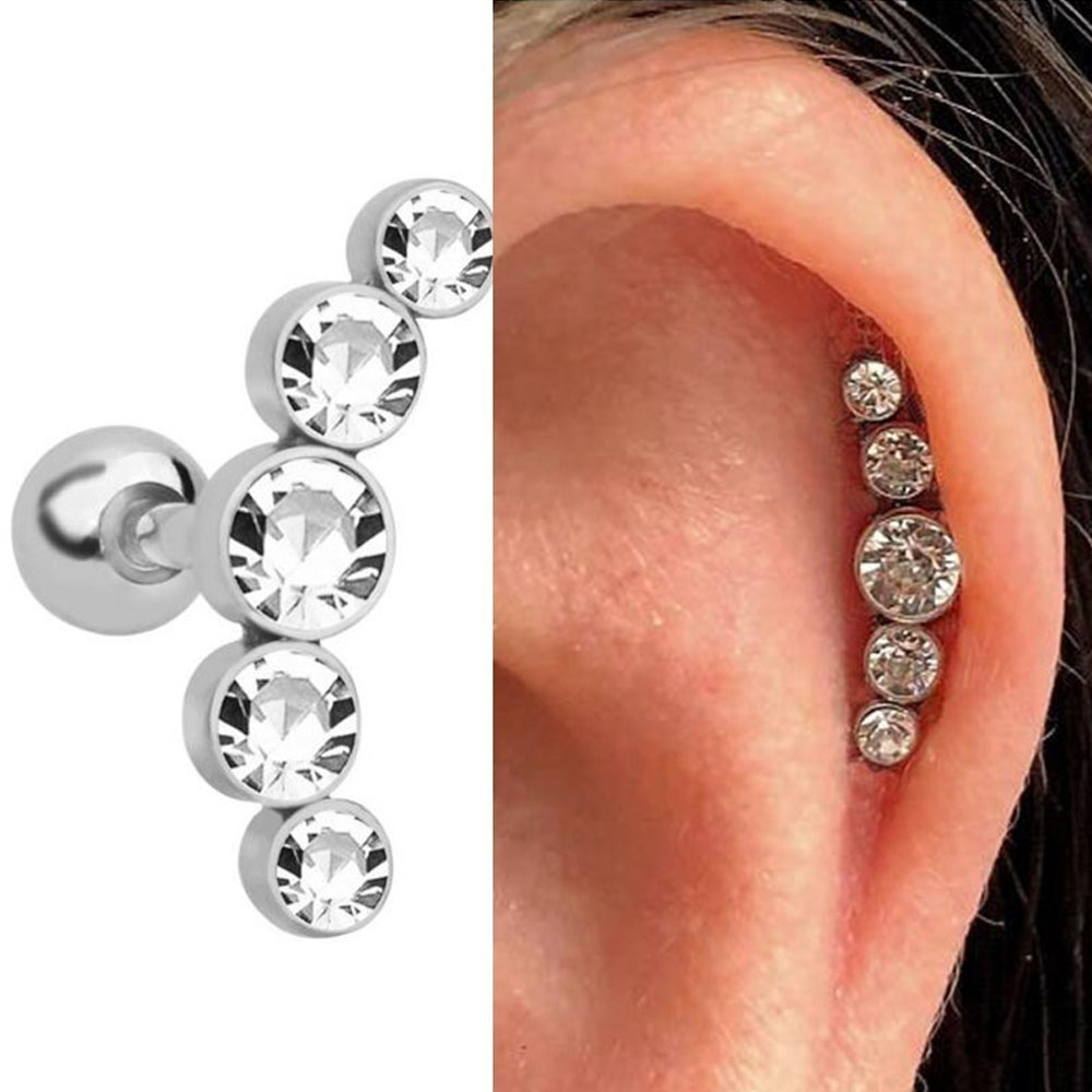 1Pcs Fashion 16G Crystal Gem O - Body Jewelry Earrings review and price