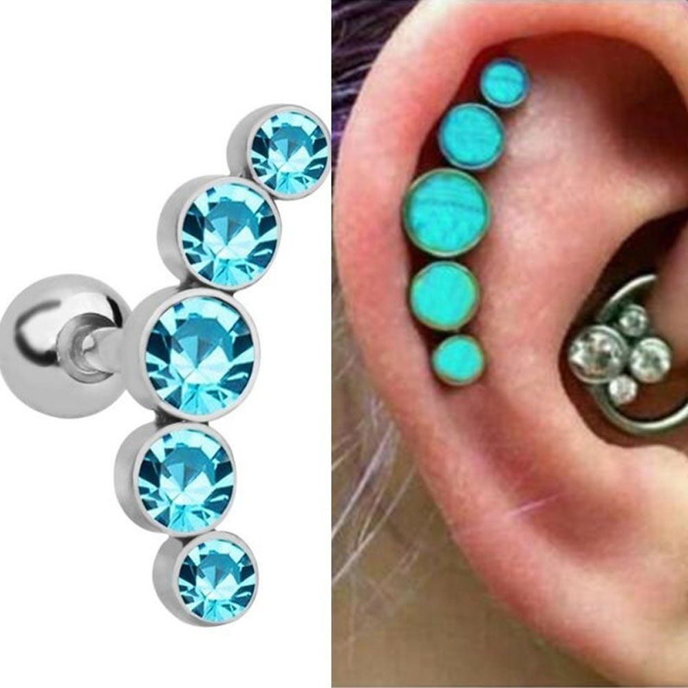 1Pcs Fashion 16G Crystal Gem O - Body Jewelry Earrings review and price