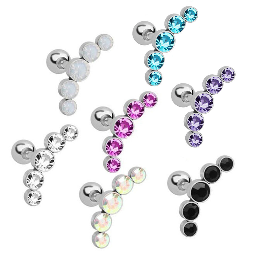 1Pcs Fashion 16G Crystal Gem O - Body Jewelry Earrings review and price