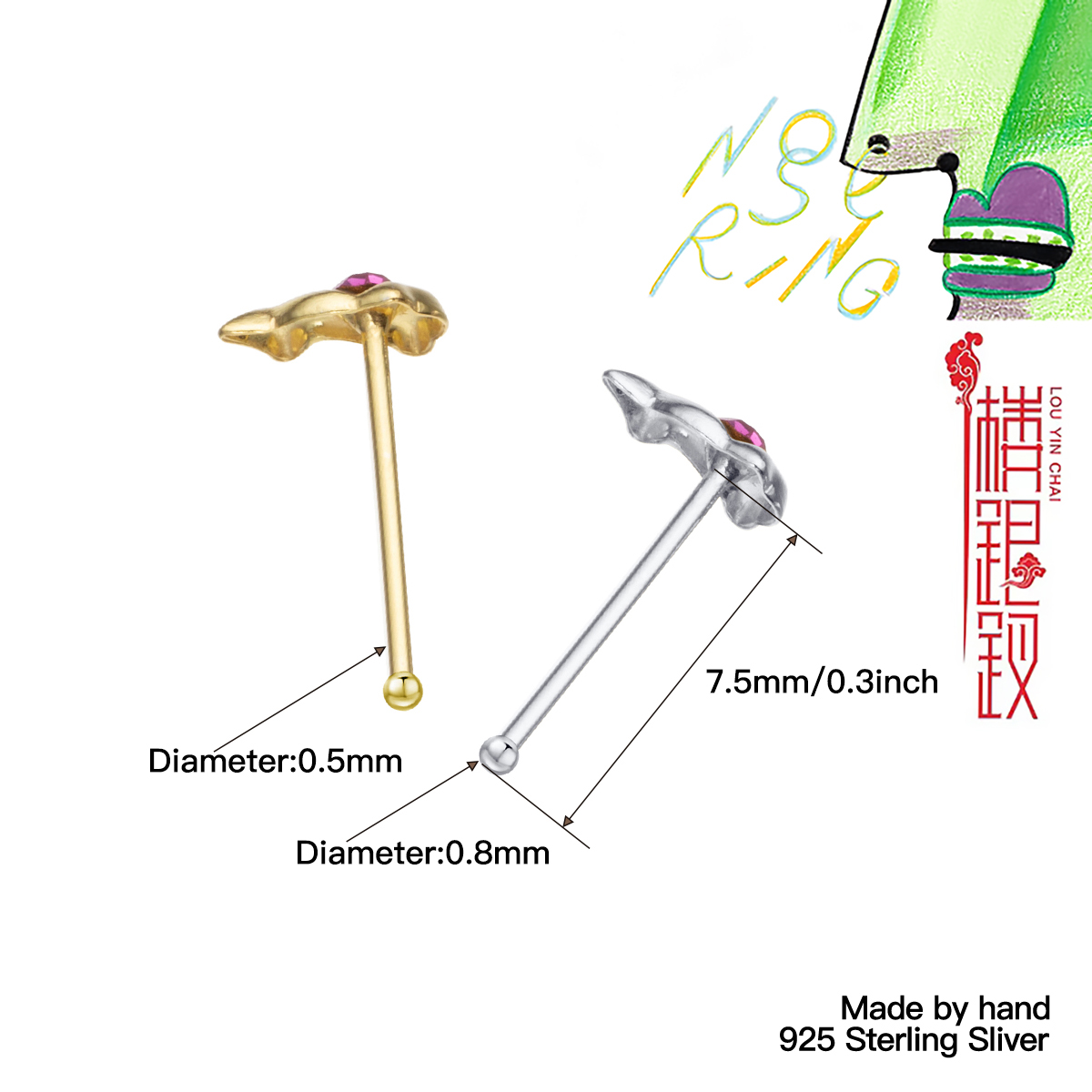 925 Sterling Silver Mini Cute  - Body Jewelry Metal Types review and price