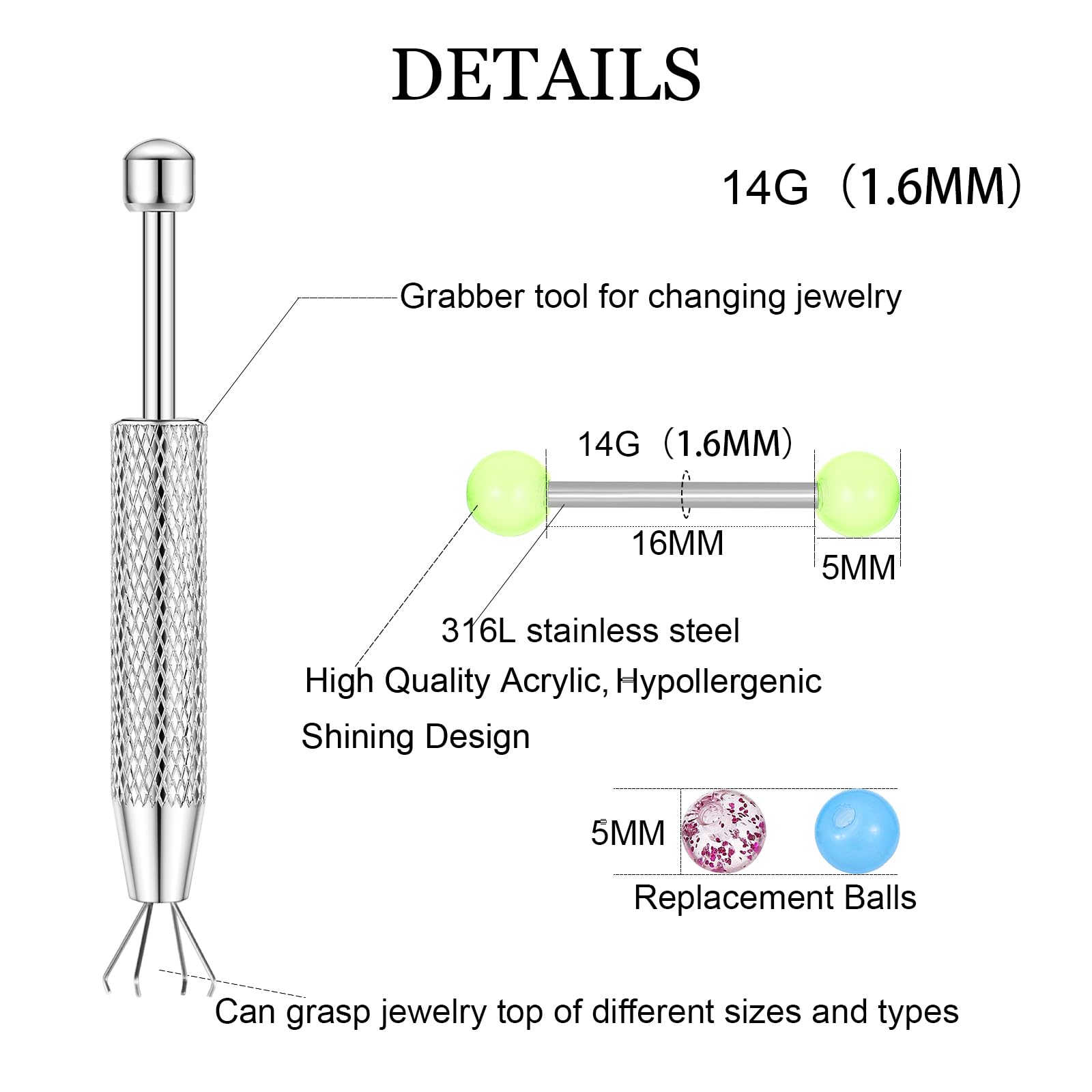 12PCS Barbell Nipple Rings 48P - Body Jewelry Replacement Ball review and price