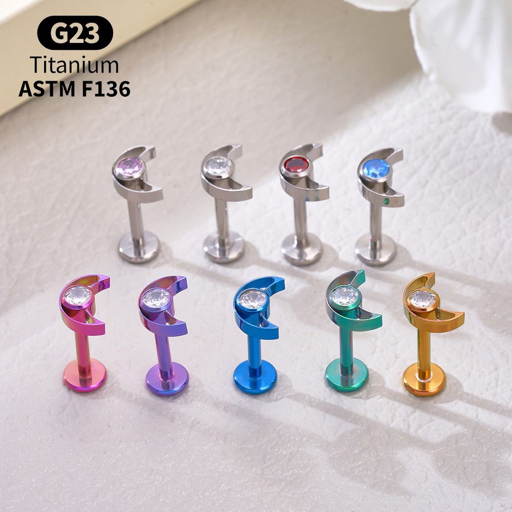G23 Titanium Star Moon Labret  - Body Jewelry Vertical Labret review and price