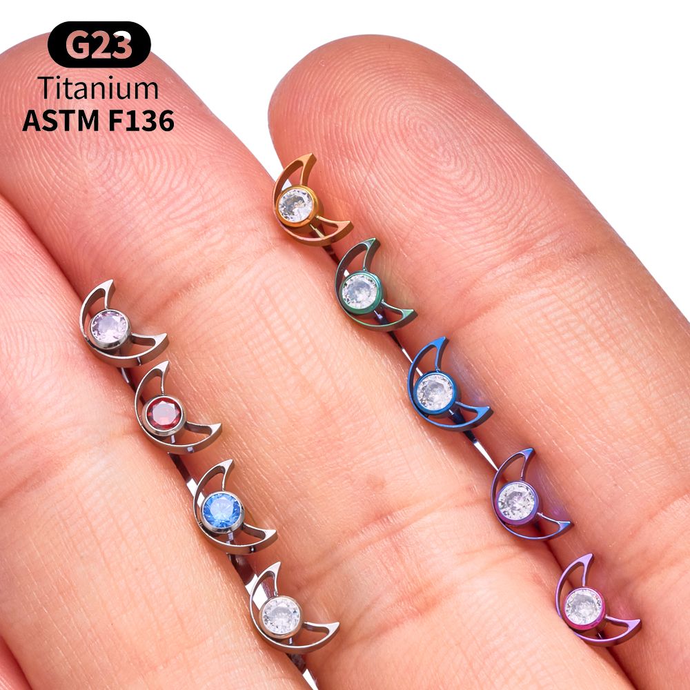 G23 Titanium Star Moon Labret  - Body Jewelry Vertical Labret review and price