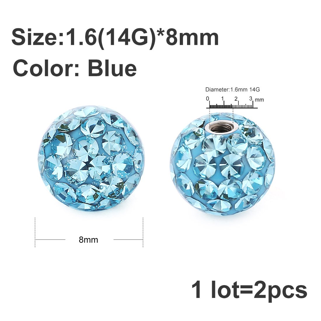 2 Pcs 14G 16G Surgical Stainle - Body Jewelry Replacement Ball review and price