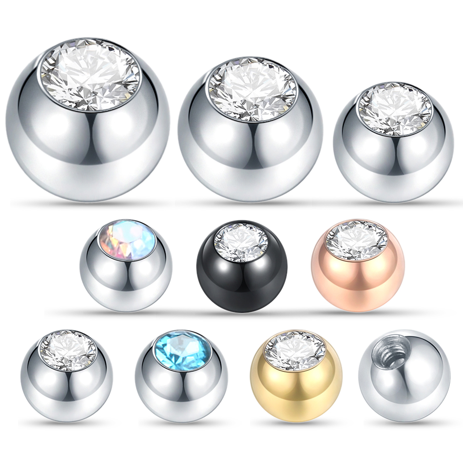 10Pcs Steel Piercing Balls CZ  - Body Jewelry Replacement Ball review and price