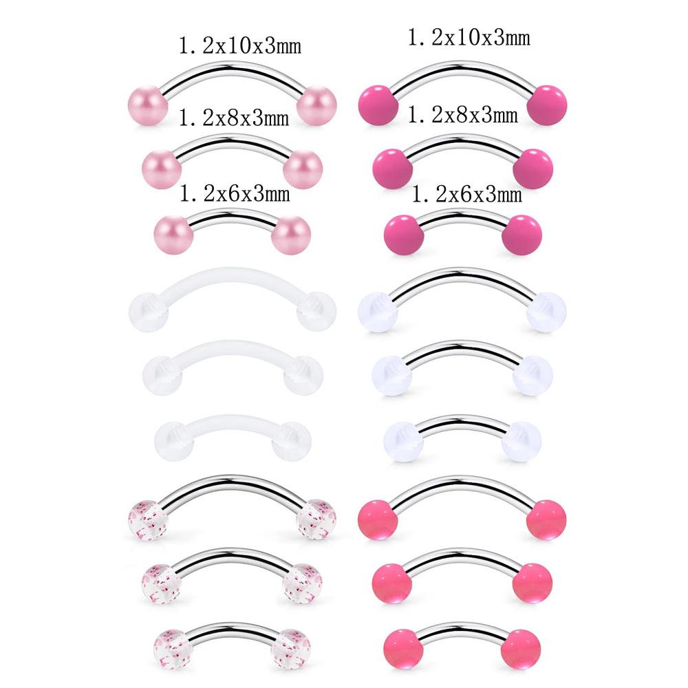 1/18Pcs Set 16G 6/8/10mm Eyebr - Body Jewelry Vertical Labret review and price