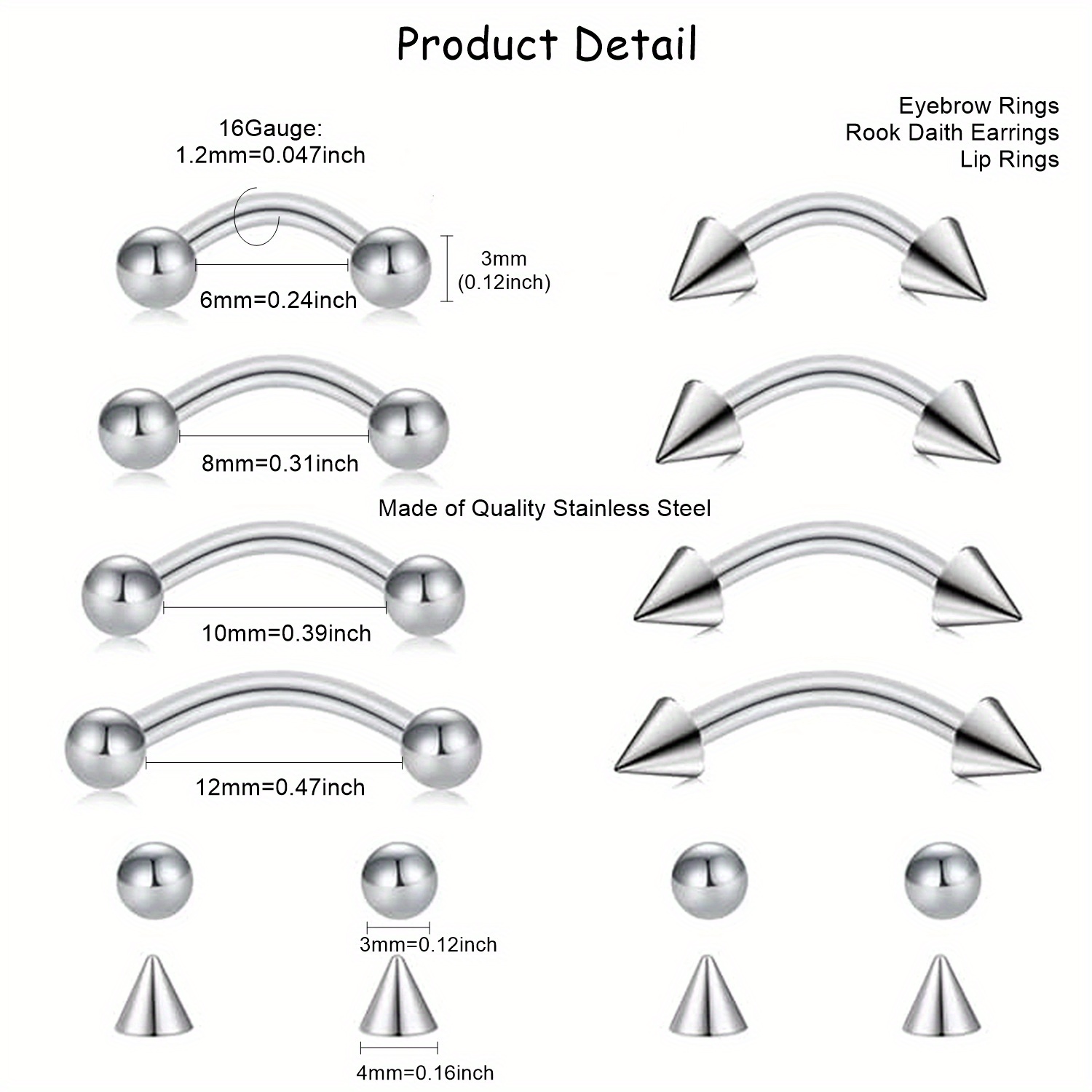 8pcs Rook Piercing Jewelry Roo - Body Jewelry Vertical Labret review and price