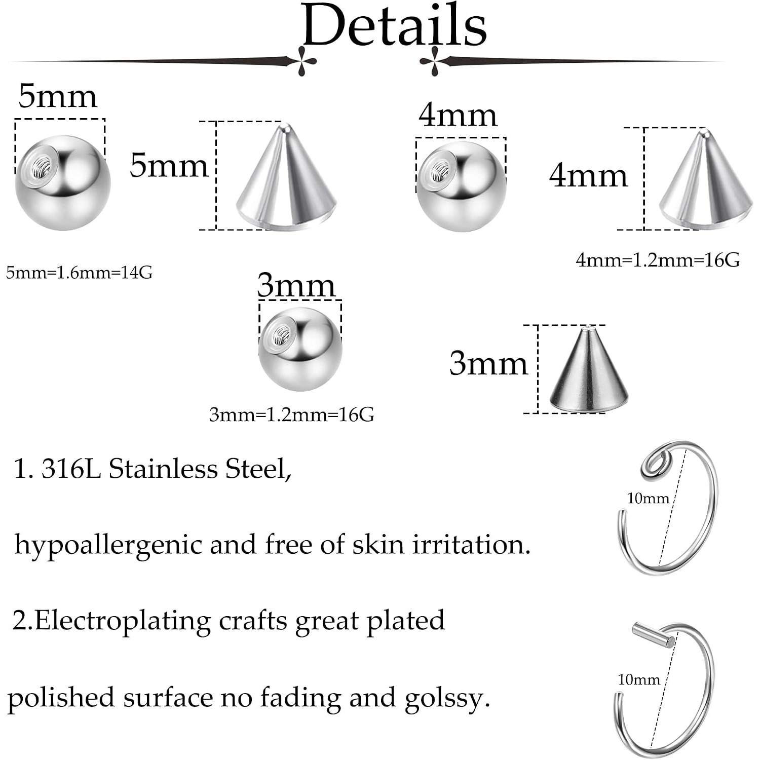 Drperfect Fake Eyebrow Ring Fa - Body Jewelry Replacement Ball review and price